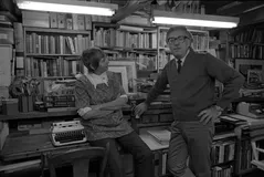 Ray and Maggie Bradbury in their Los Angeles home and Ray's office in 1970 